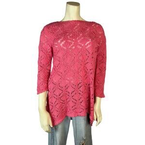 Chadwick’s Womens Sweater Knit Crochet Boho Cottagecore S Small Pink